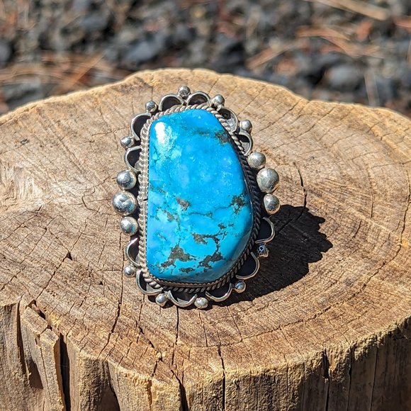 Navajo Native American Ring Women's Turquoise Sterling Silver NA Jewelry - Picture 3 of 10